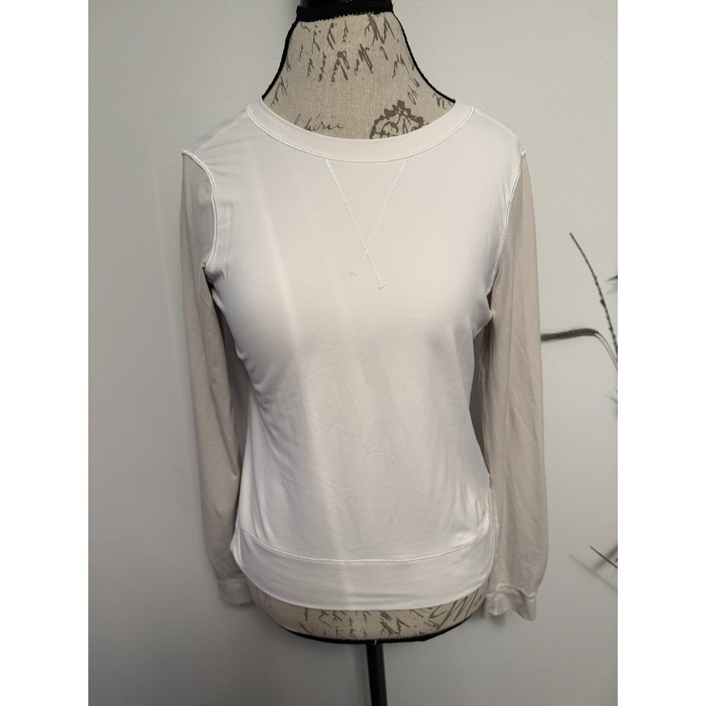 Lululemon‎ Run Warm Up Crew Long Sleeve 1/2 Zip Back White Dune Women's Sz 6